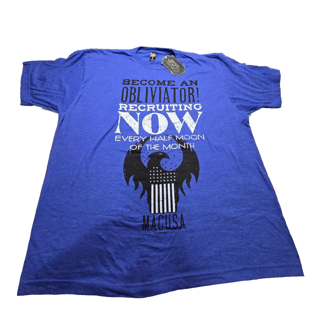 Fantastic Beasts Bioworld T Shirt Men's XL Obliviator Short Sleeve Blue NWT